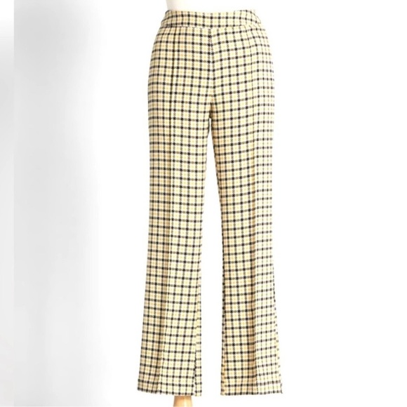 New ModCloth About to Bloom Cropped Pants Yellow Check - Picture 2 of 10